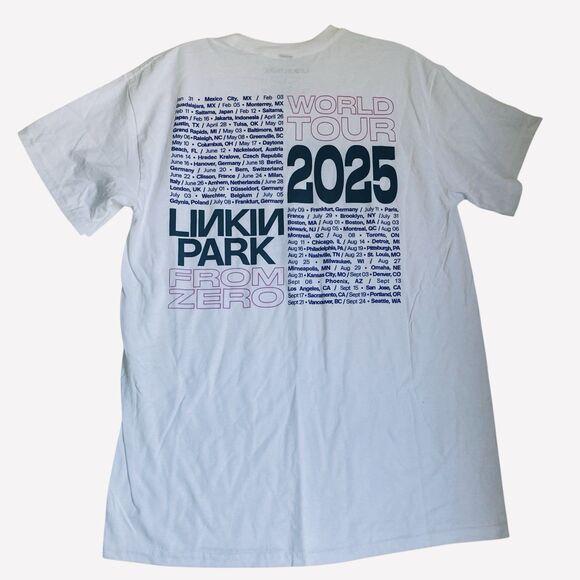 Linkin Park T Shirt Small White Crewneck Cotton 2025 World Tour Zero Official - Picture 3 of 6